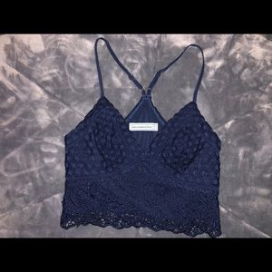 navy lace tank top crop top